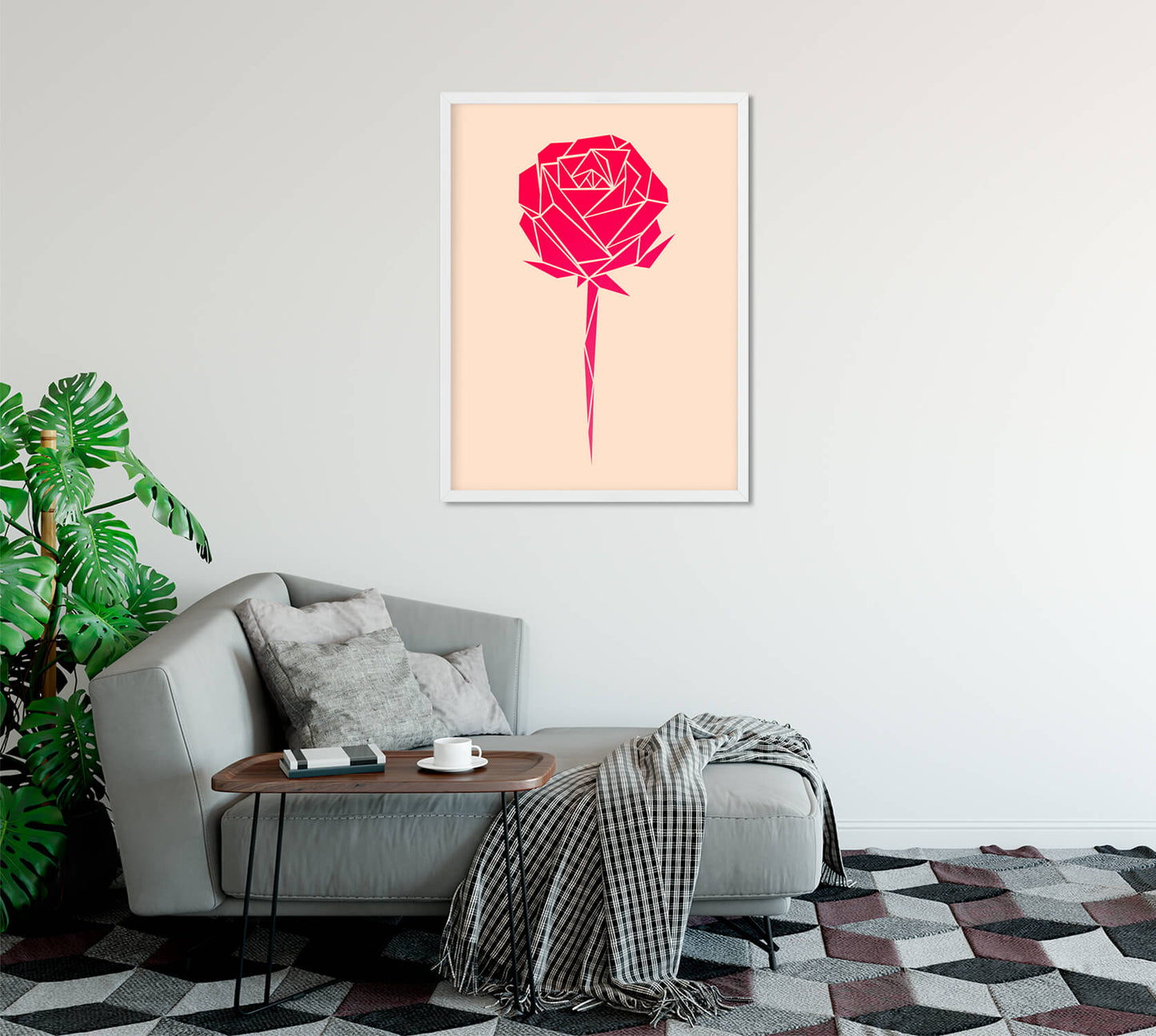 Abstract Ruby Rose Geometric Art Print