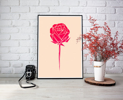 Abstract Ruby Rose Geometric Art Print