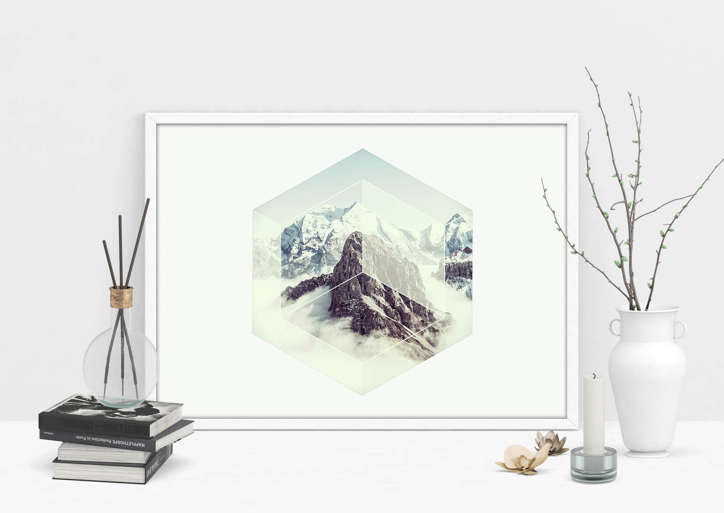 Nordic Peaks - Serene Geometric Art Print