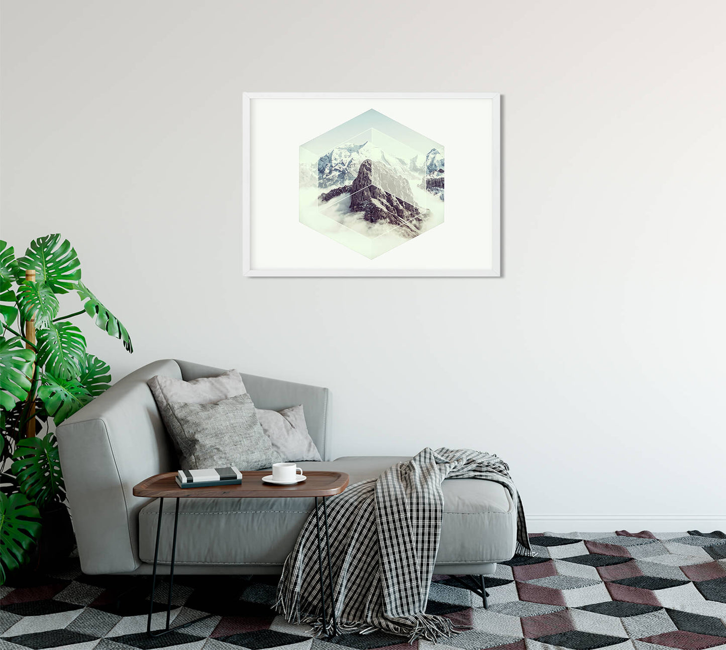 Nordic Peaks - Serene Geometric Art Print