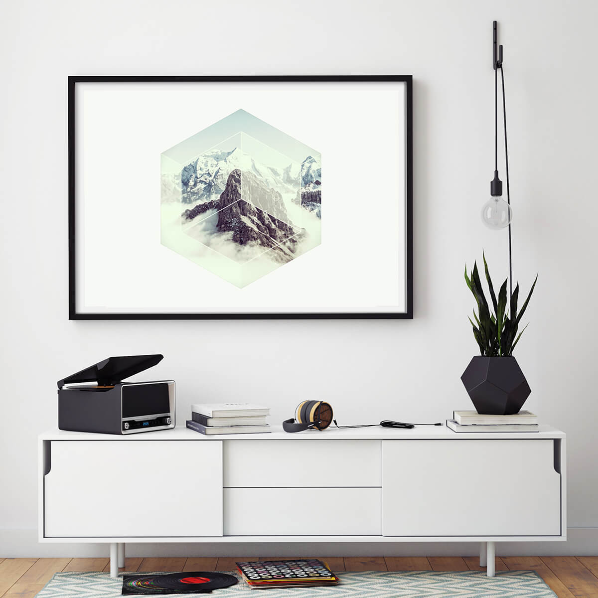 Nordic Peaks - Serene Geometric Art Print