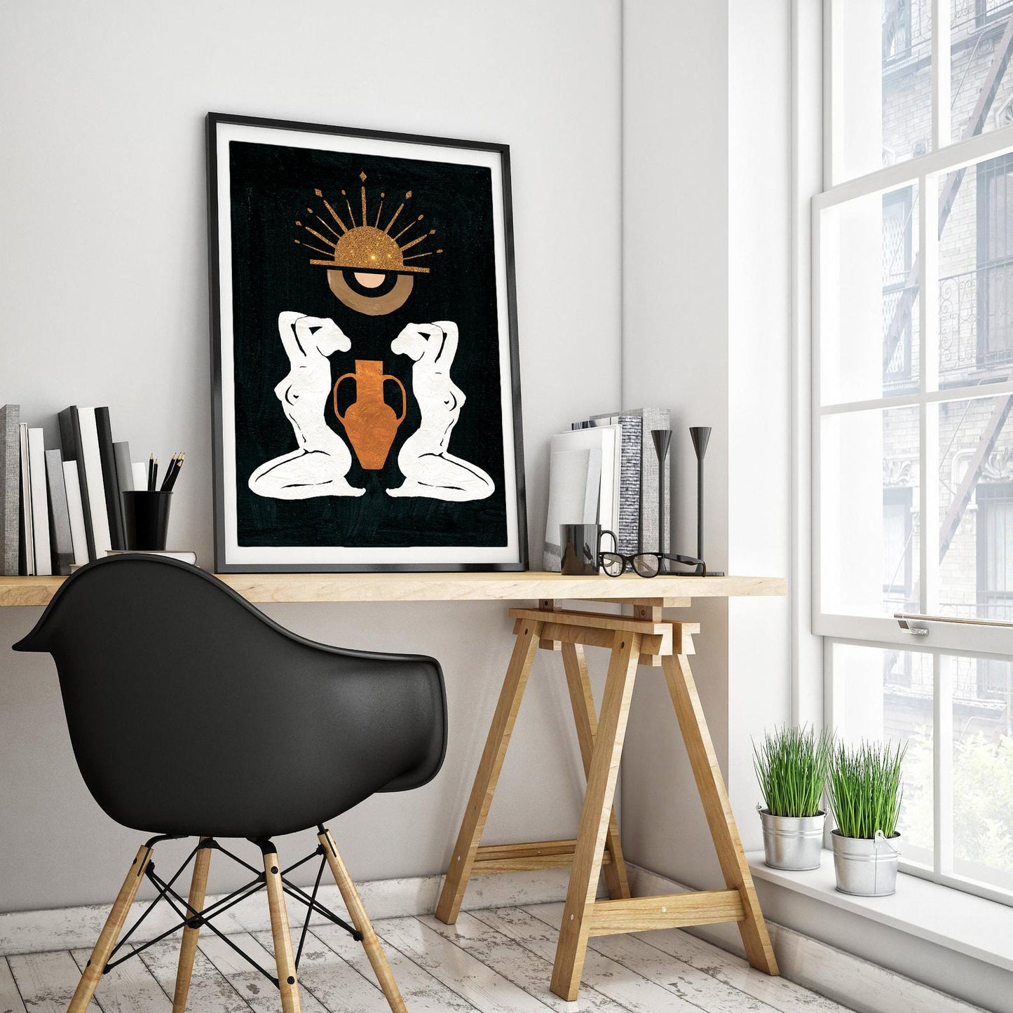 Golden Solar Embrace Feminine Art Print