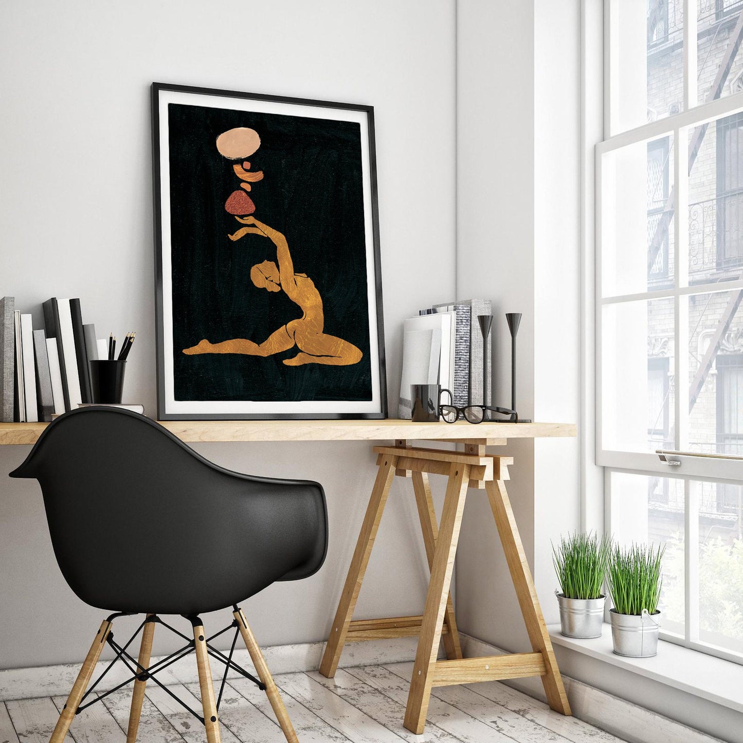 Golden Contemplation Art Print