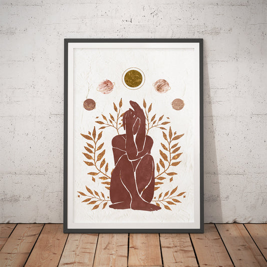 Golden Foliage Female Art Print