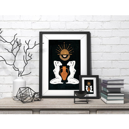 Golden Solar Embrace Feminine Art Print