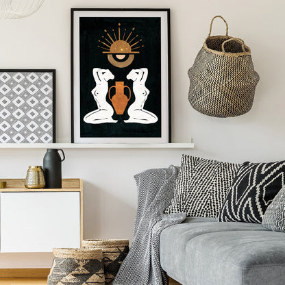 Golden Solar Embrace Feminine Art Print