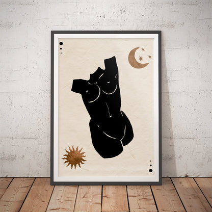 Silhouette Lunar Bust Art Print