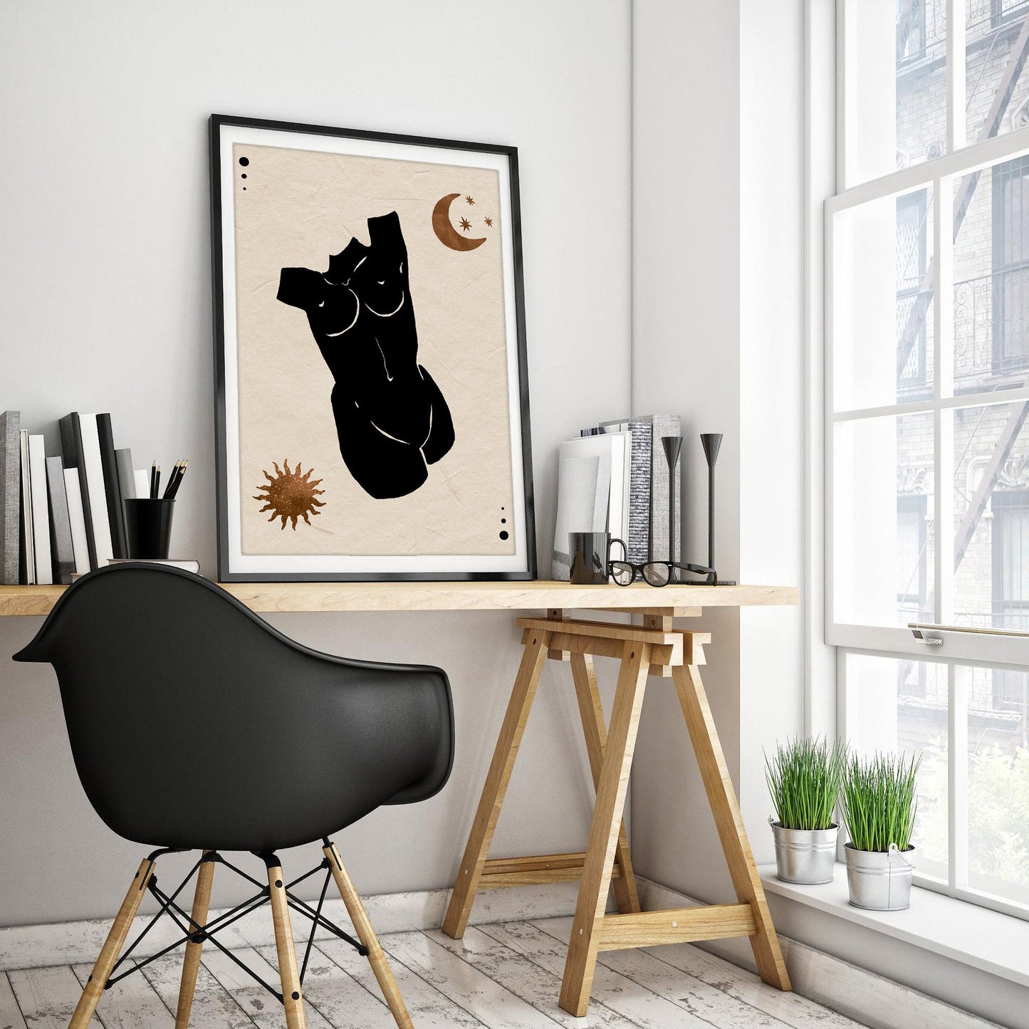 Silhouette Lunar Bust Art Print