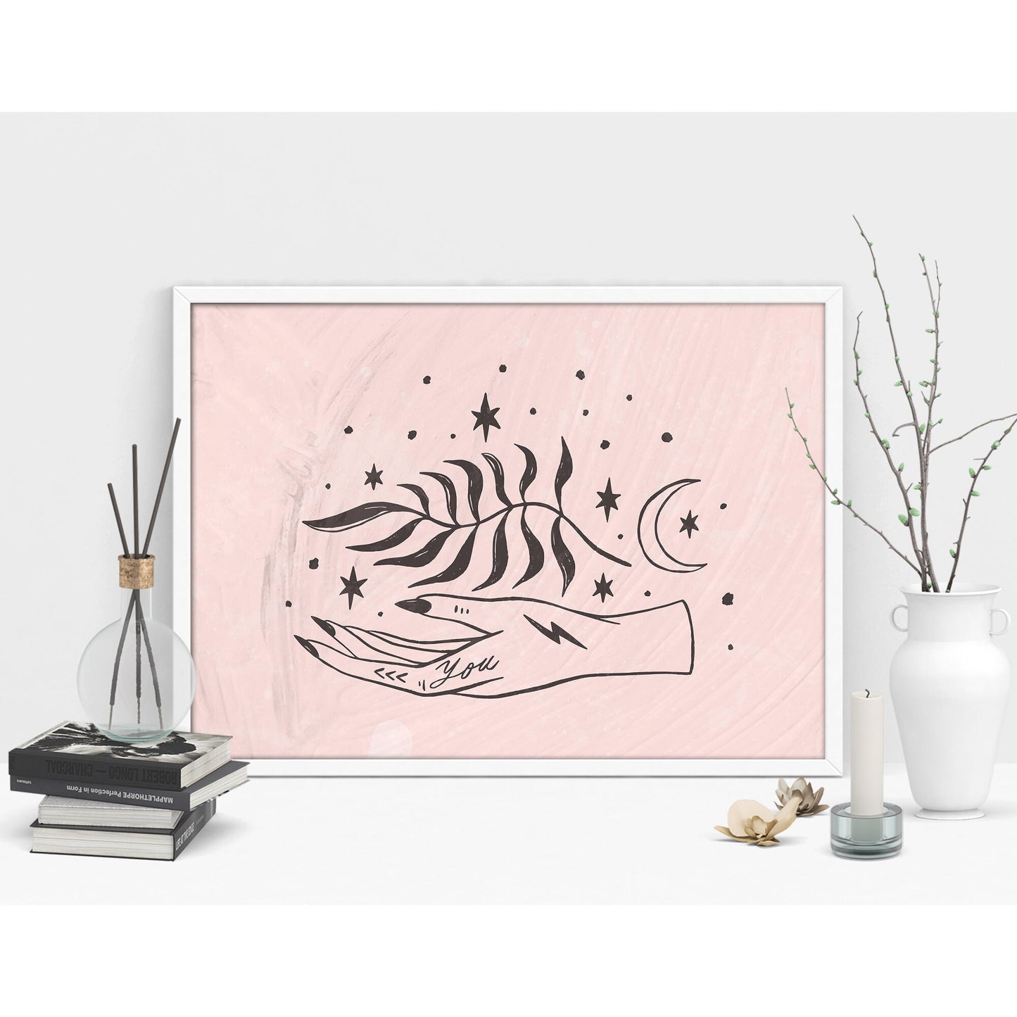 Starry Feather Scroll Art Print