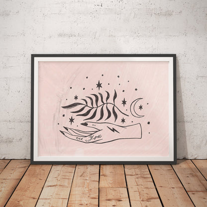 Starry Feather Scroll Art Print