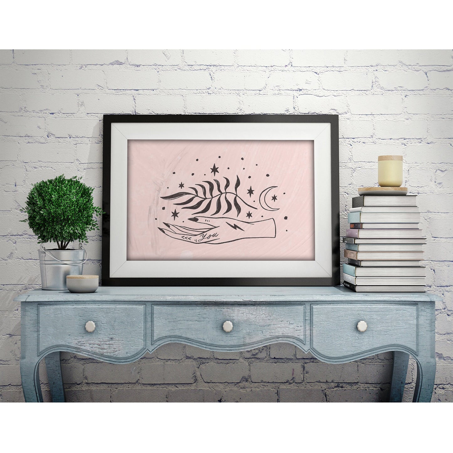 Starry Feather Scroll Art Print