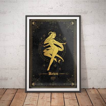 Aries Gold Foil Art Print