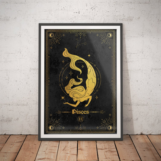 Pisces Gold Foil Art Print