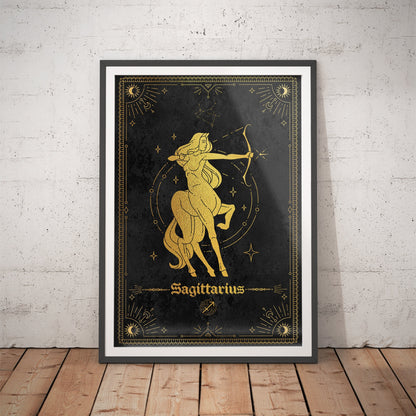 Sagittarius Gold Foil Art Print