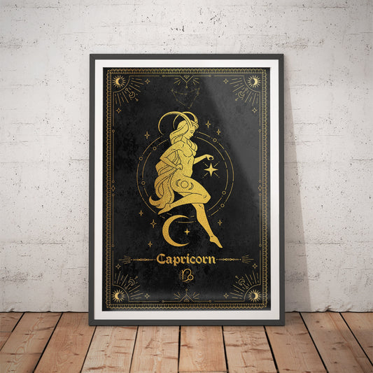 Capricorn Gold Foil Art Print