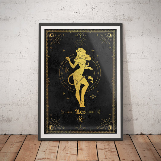 Leo Gold Foil Art Print