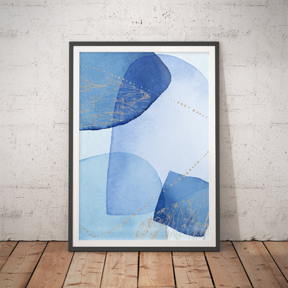 Sapphire Geometric Watercolor Art Print