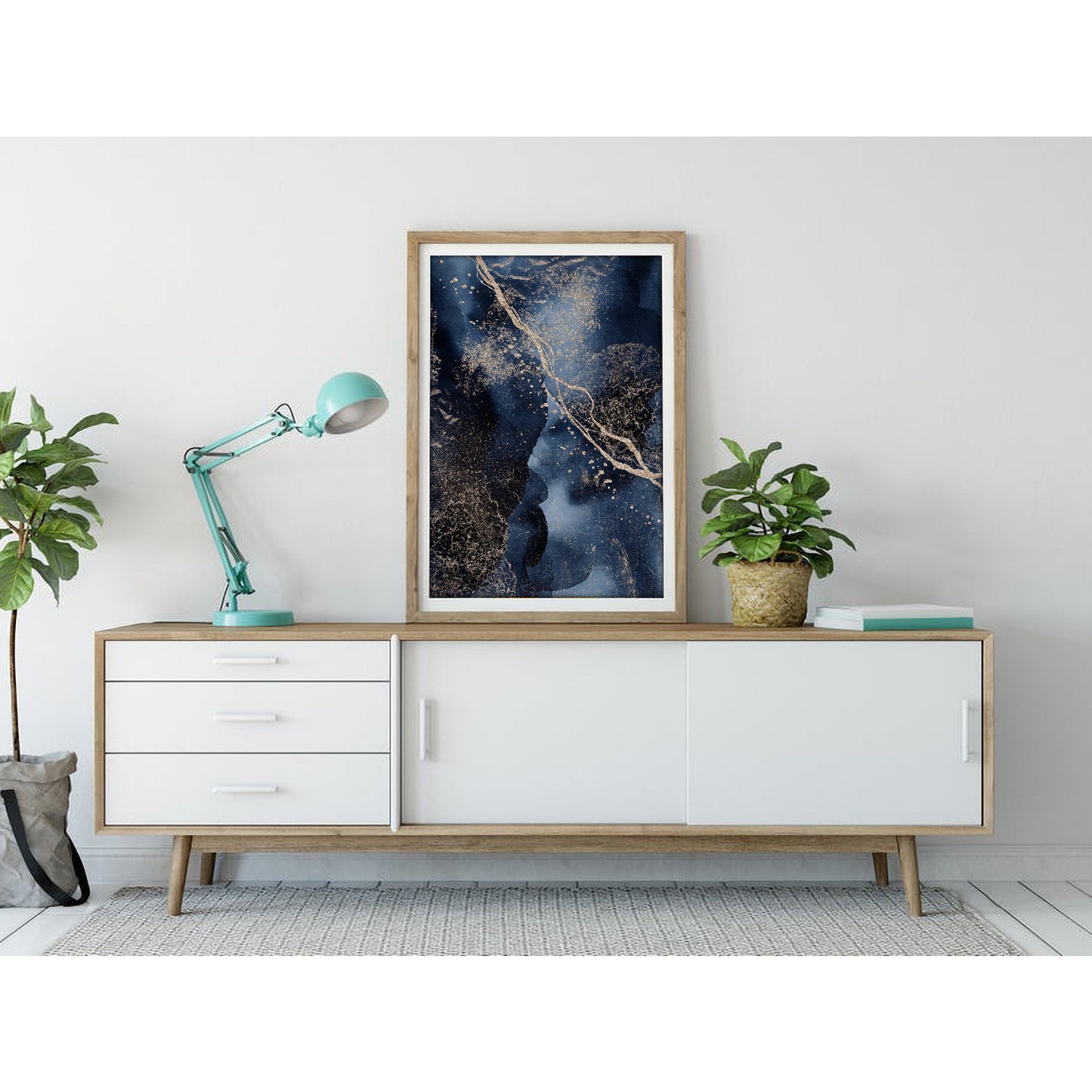 Midnight Blue Abstract Watercolor Art Print