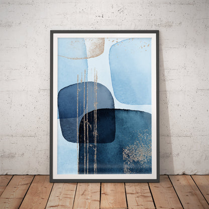 Cerulean Cascade Abstract Watercolor Art Print