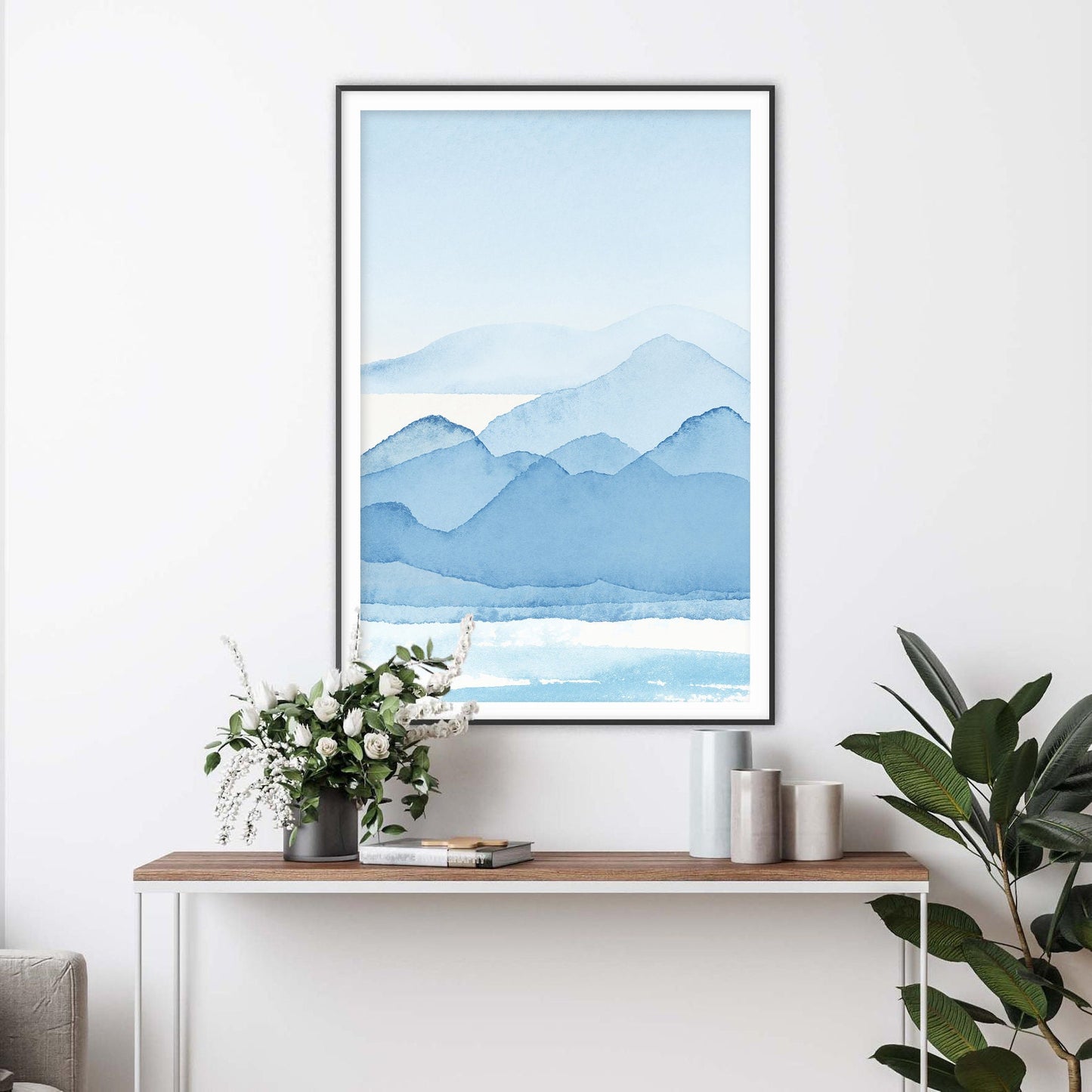 Aqua Peaks Watercolour Art Print