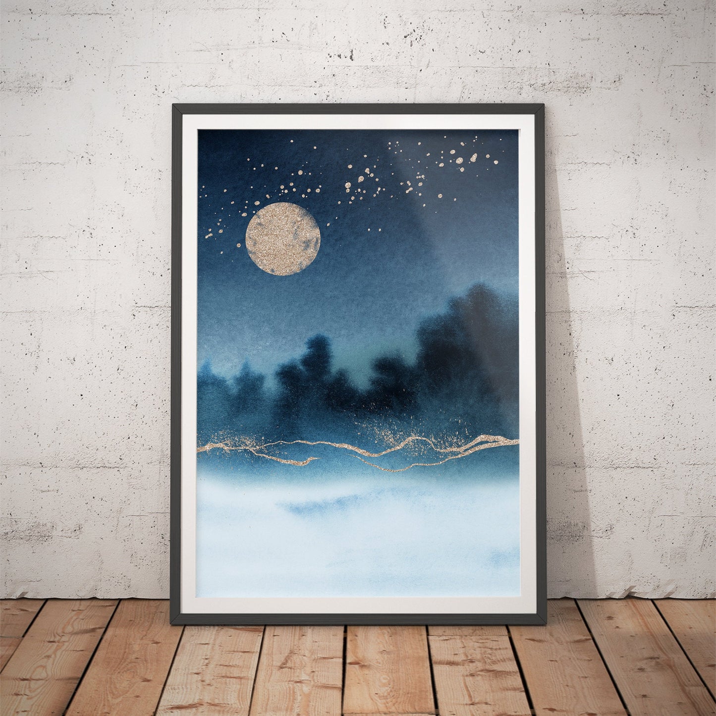 Celestial Night Abstract Landscape Art Print