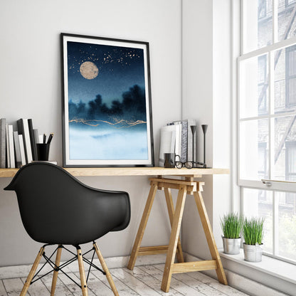 Celestial Night Abstract Landscape Art Print