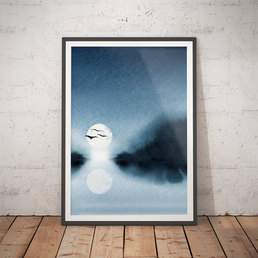 Moonlit Cloudscape Art Print