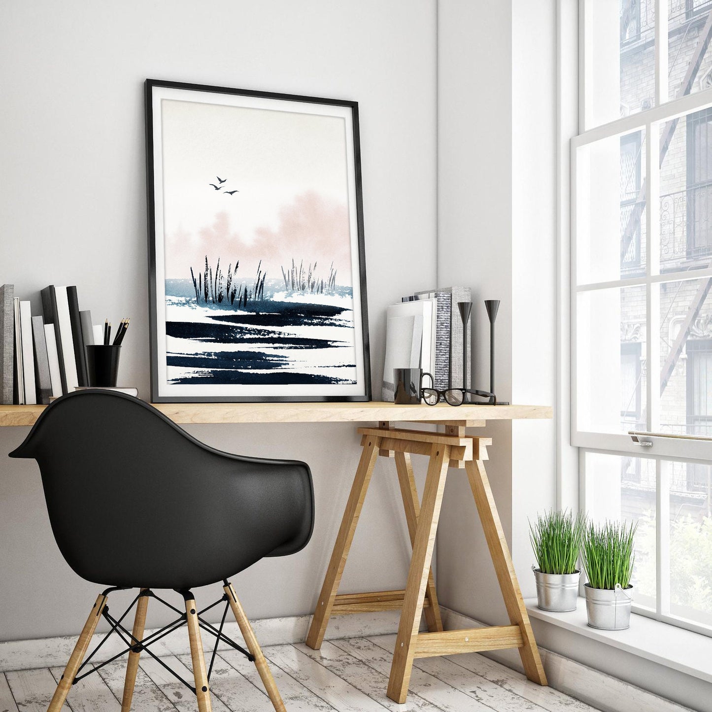 Misty Lake Sunrise Art Print