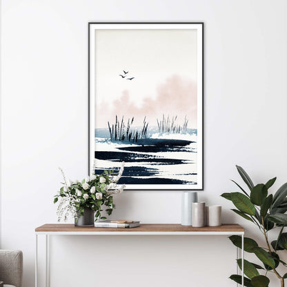 Misty Lake Sunrise Art Print