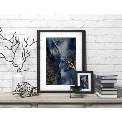 Midnight Blue Abstract Watercolor Art Print