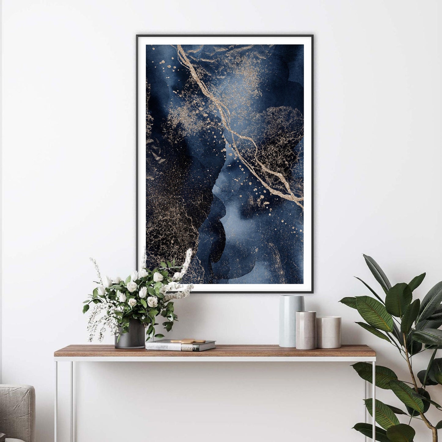 Midnight Blue Abstract Watercolor Art Print