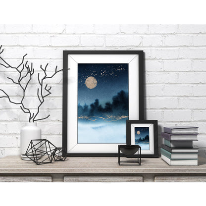 Celestial Night Abstract Landscape Art Print