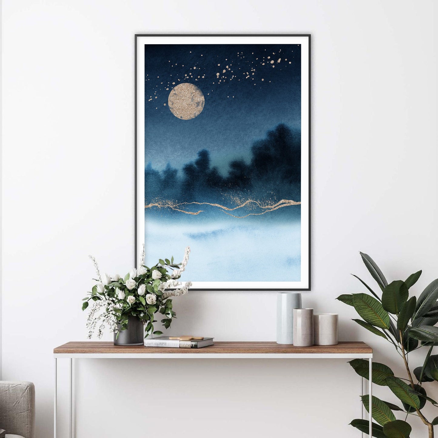 Celestial Night Abstract Landscape Art Print