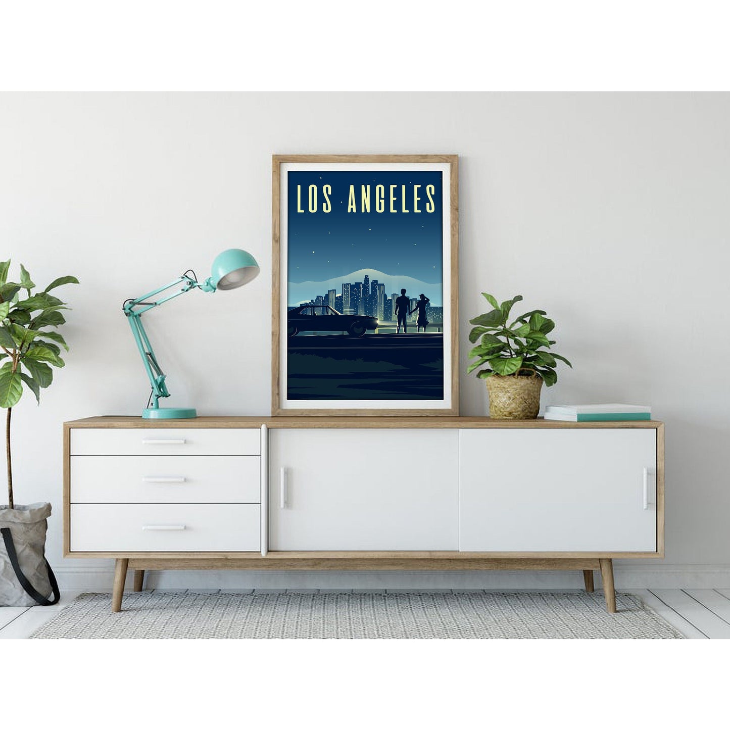 Los Angeles Night Skyline Minimalist Art Print