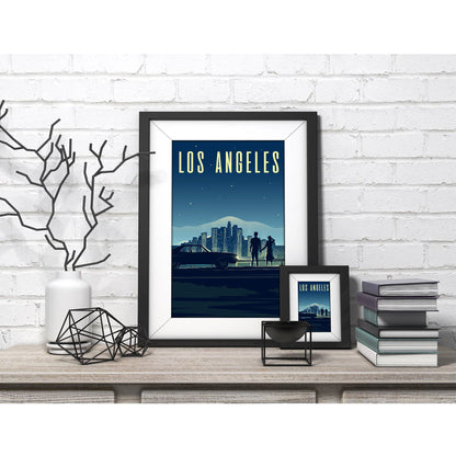 Los Angeles Night Skyline Minimalist Art Print