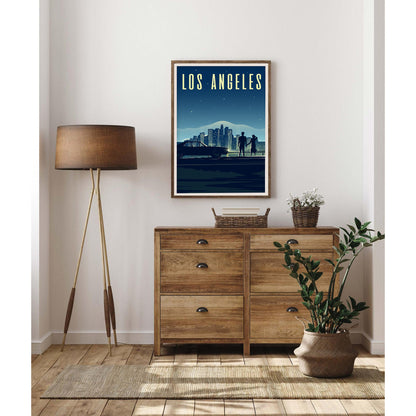 Los Angeles Night Skyline Minimalist Art Print