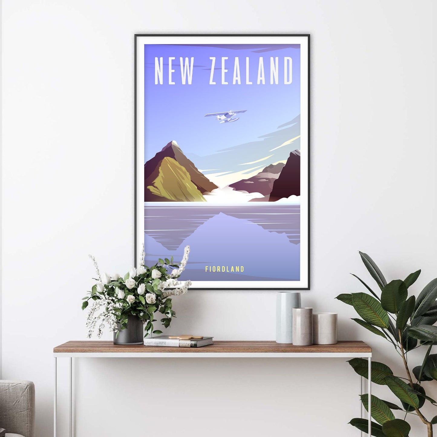 New Zealand Fiordland Scenic Minimalist Art Print