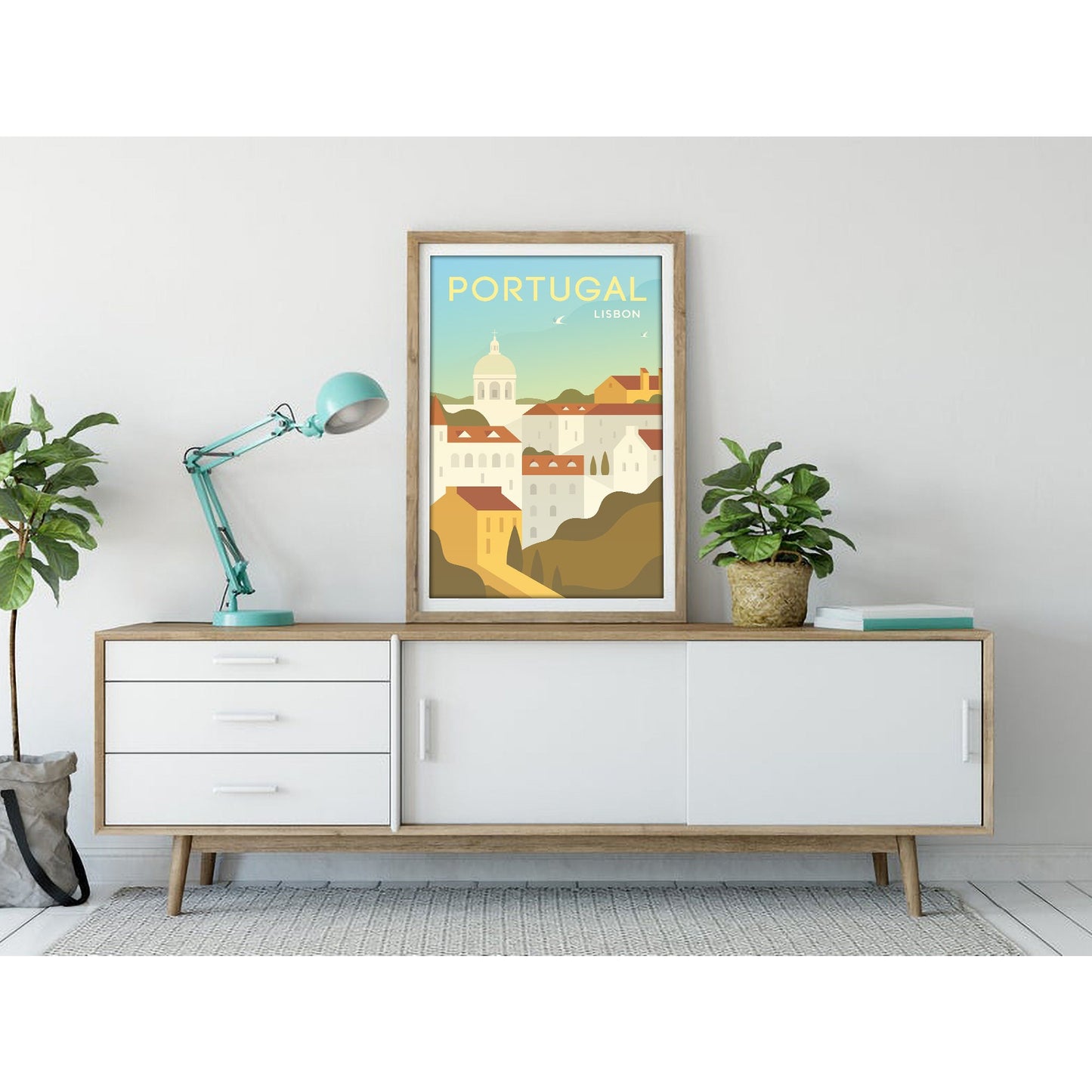 Lisbon Portugal Vintage Minimalist Art Print