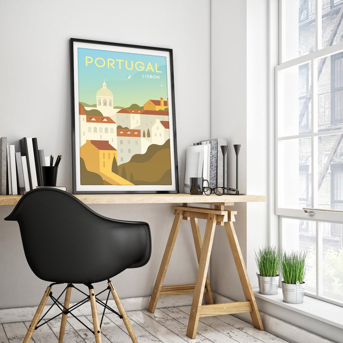 Lisbon Portugal Vintage Minimalist Art Print