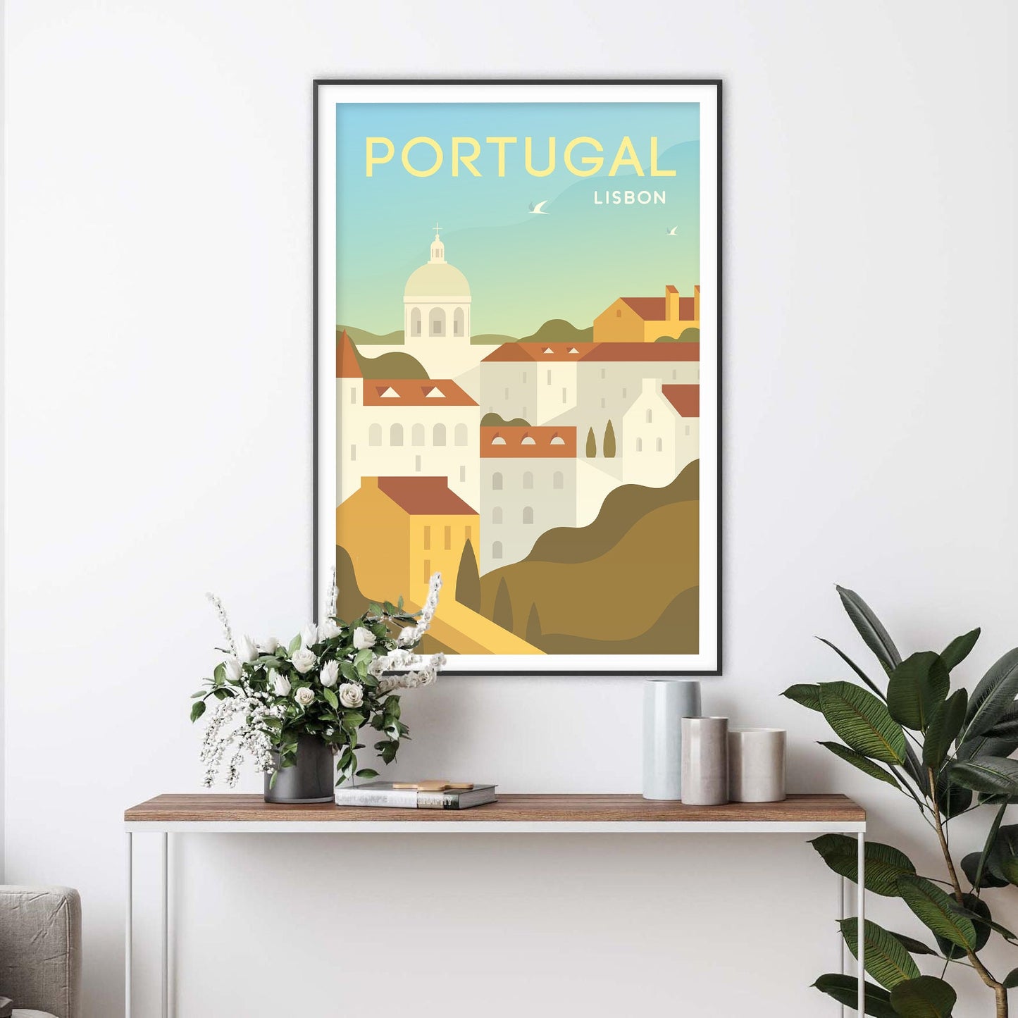 Lisbon Portugal Vintage Minimalist Art Print