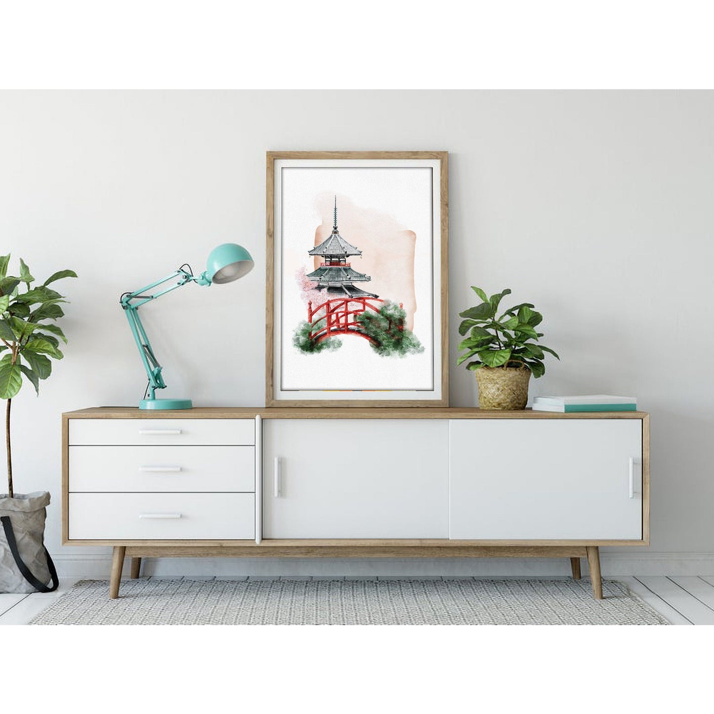 Majestic Pagoda Japanese Watercolor Art Print