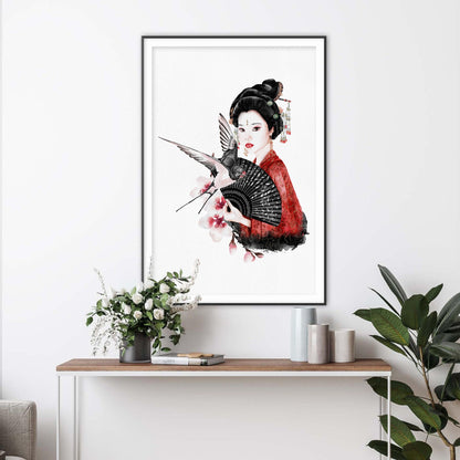 Geisha Grace Japanese Watercolor Art Print