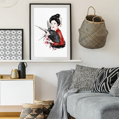 Geisha Grace Japanese Watercolor Art Print