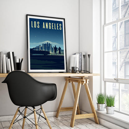 Los Angeles Night Skyline Minimalist Art Print