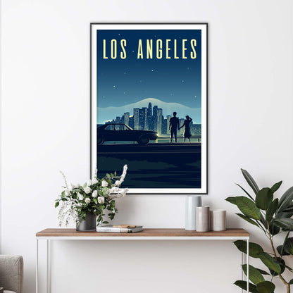 Los Angeles Night Skyline Minimalist Art Print