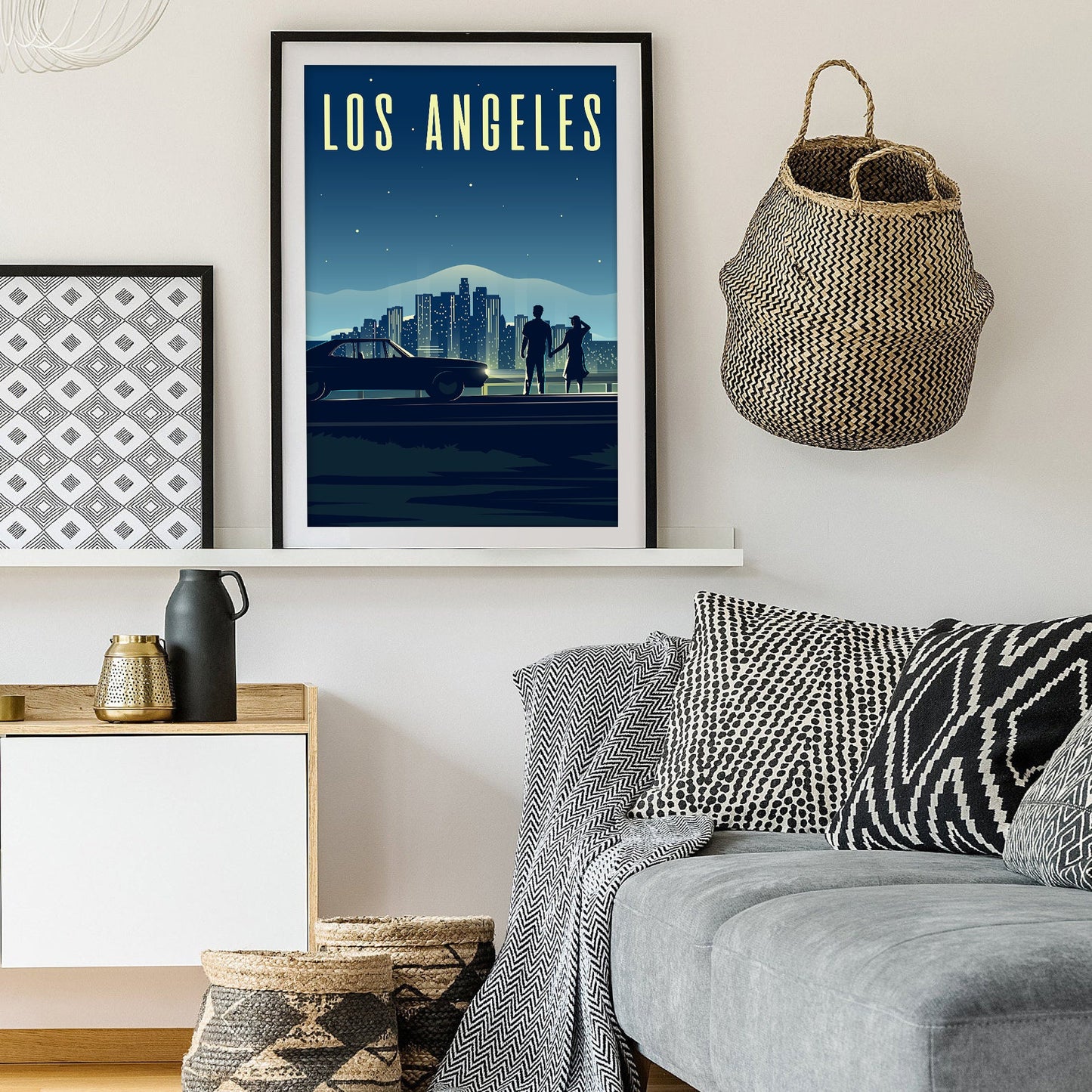 Los Angeles Night Skyline Minimalist Art Print