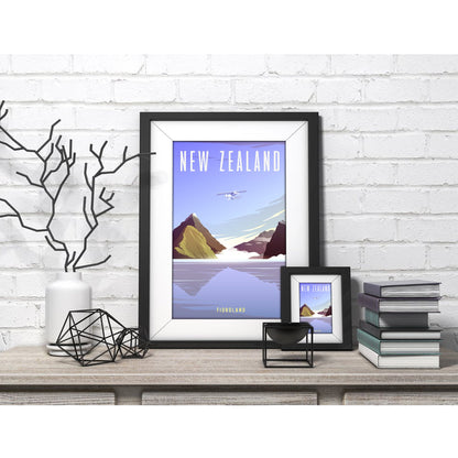 New Zealand Fiordland Scenic Minimalist Art Print