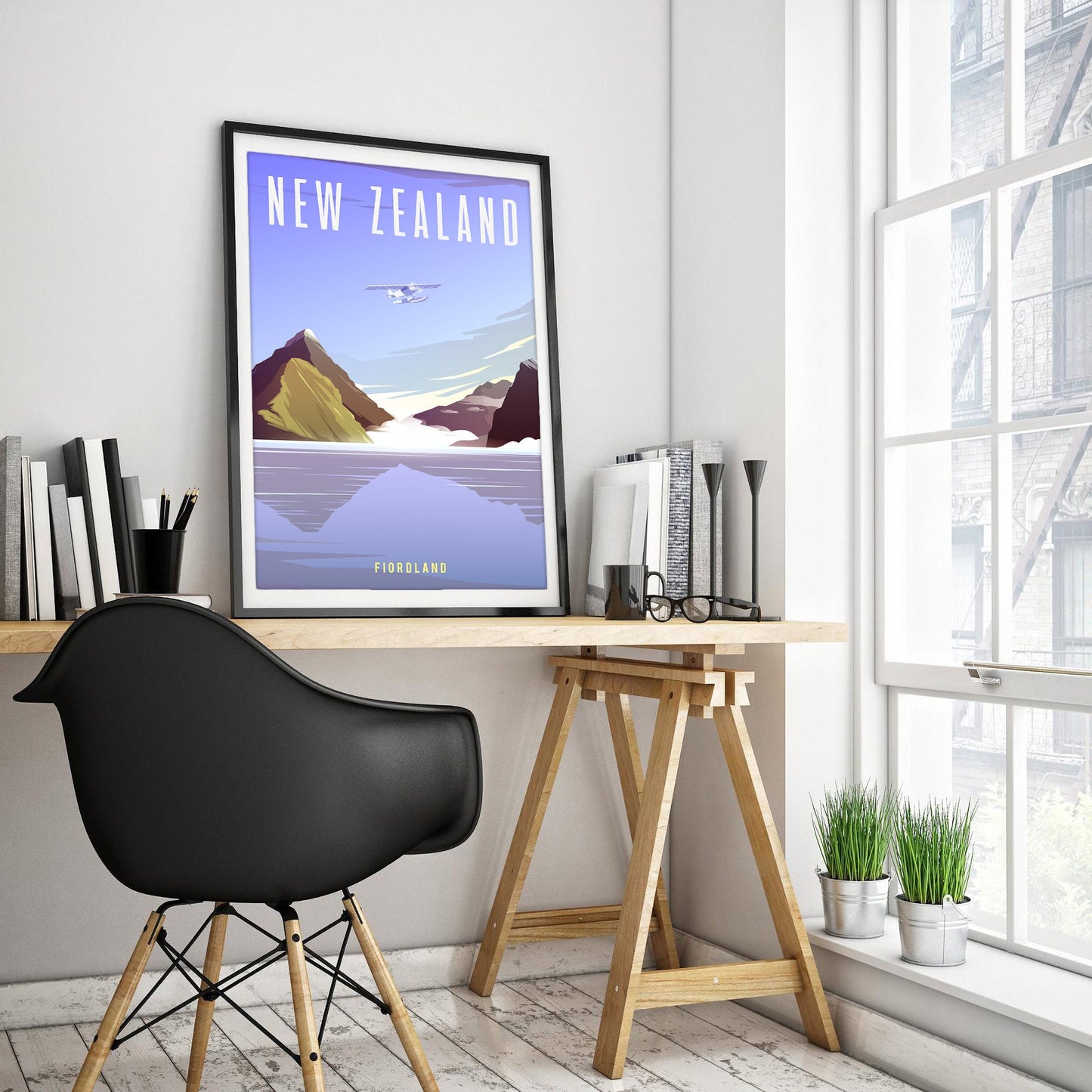 New Zealand Fiordland Scenic Minimalist Art Print