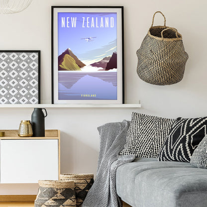 New Zealand Fiordland Scenic Minimalist Art Print