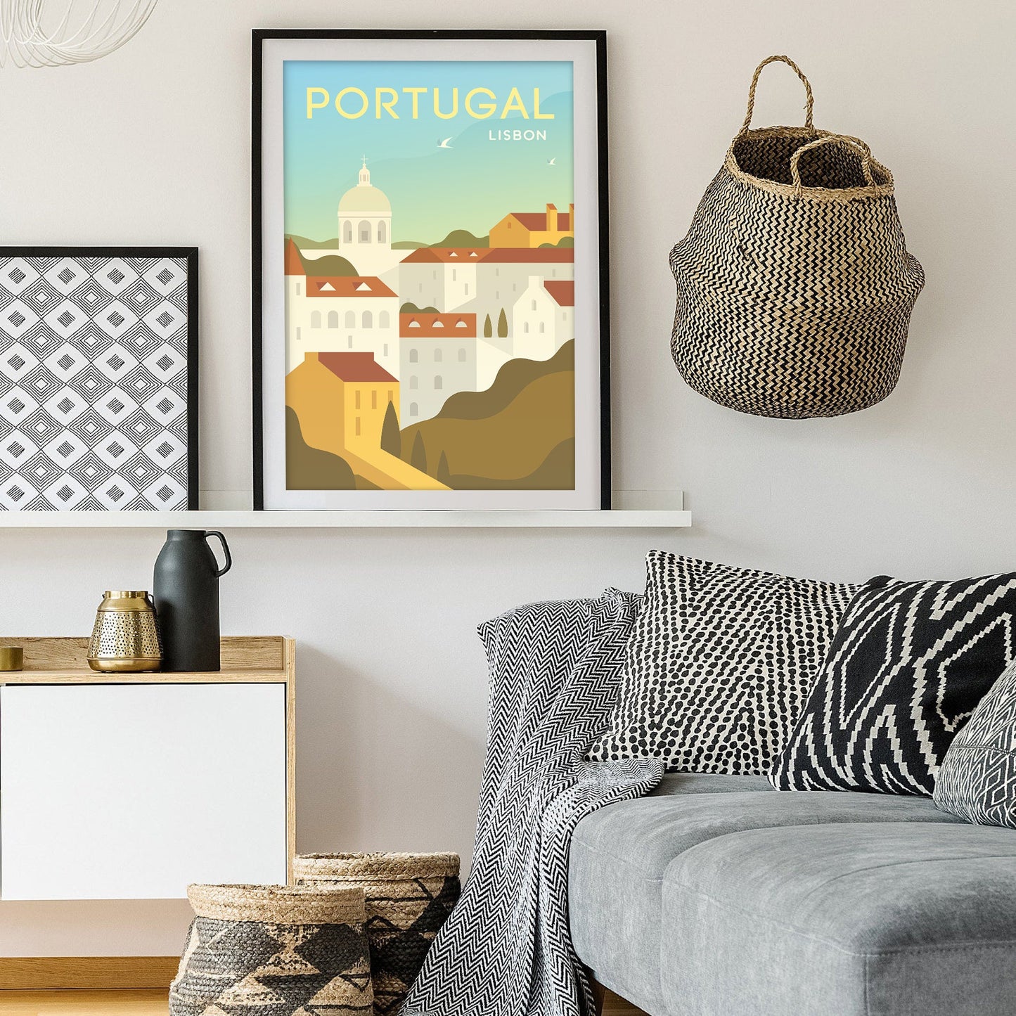 Lisbon Portugal Vintage Minimalist Art Print